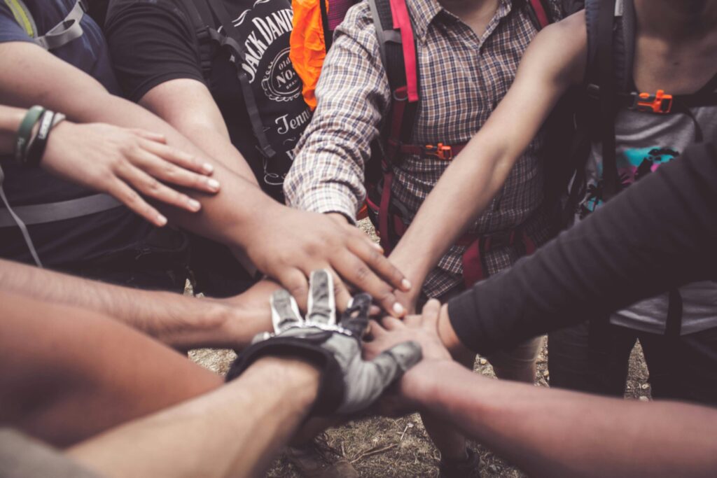 Hands in teamwork