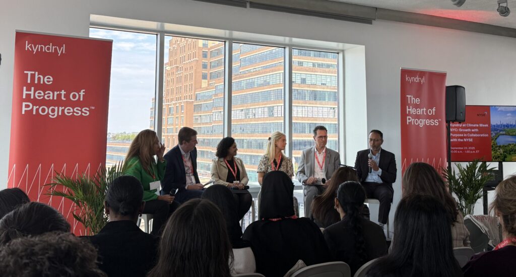 Panel members at Kyndryl's "Growth with Purpose" event.