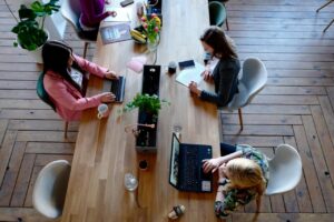 Coworkers around table